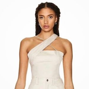 Zeynep Arcay Asymmetric X Cream Colored Bodysuit Sz 6